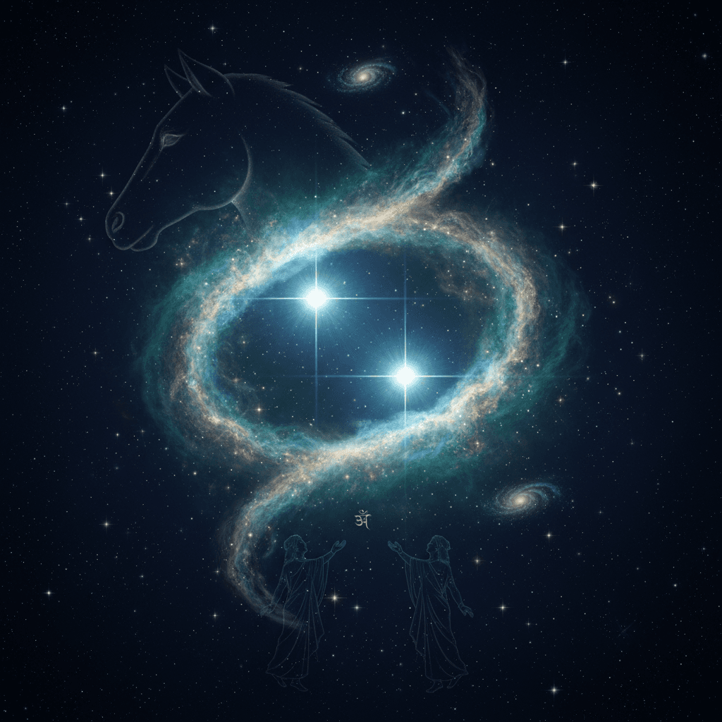 Twin stars in the night sky representing Ashwini Nakshatra the celestial healers