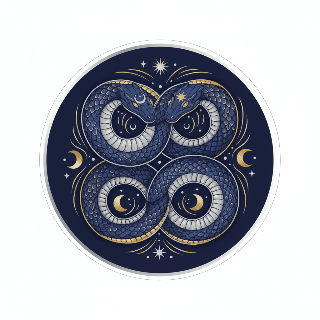 Cosmic serpent representing Rahu and Ketu nodes in Vedic astrology